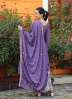 Yash Enterprise Purple Chinon Silk Party Wear Embroidery Suit Set - Distacart
