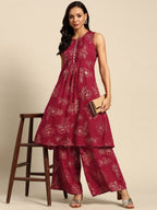 All About You Floral Print Pleated Kurta with Palazzos