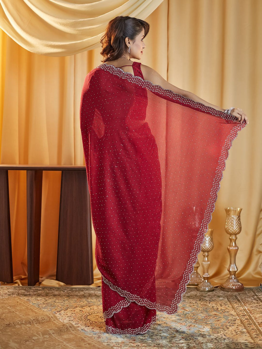 kasee Embellished Beads and Stones Silk Blend Saree - Distacart
