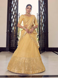Myra Yellow Georgette Embroidered Designer Lehenga