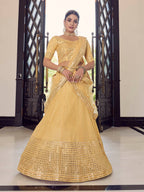 Myra Yellow Georgette Embroidered Designer Lehenga