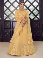 Myra Yellow Georgette Embroidered Designer Lehenga