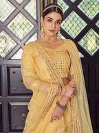 Myra Yellow Georgette Embroidered Designer Lehenga