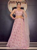 Myra Baby Pink Georgette Embroidered Designer Lehenga