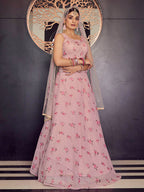 Myra Baby Pink Georgette Embroidered Designer Lehenga