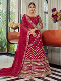 Myra Coral Red Georgette Embroidered Designer Lehenga