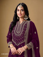 Anaita Purple Art Silk Embroidered Stitched Sharara Suit - Distacart
