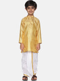 Sethukrishna Boys Gold-Toned Kurta with Dhoti Pants