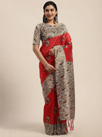 Saree Mall Red Art Silk Sarees - Distacart