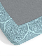 Dreamscape Blue Ethnic Motifs 140 TC Fitted Cotton King Bedsheet & Pillow Covers - Distacart