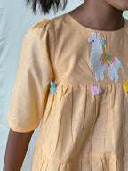 ArthLife Peach Sheep Embroidered Dress