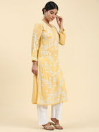 HOUSE OF KARI Ethnic Motifs Embroidered Chikankari Straight Kurta