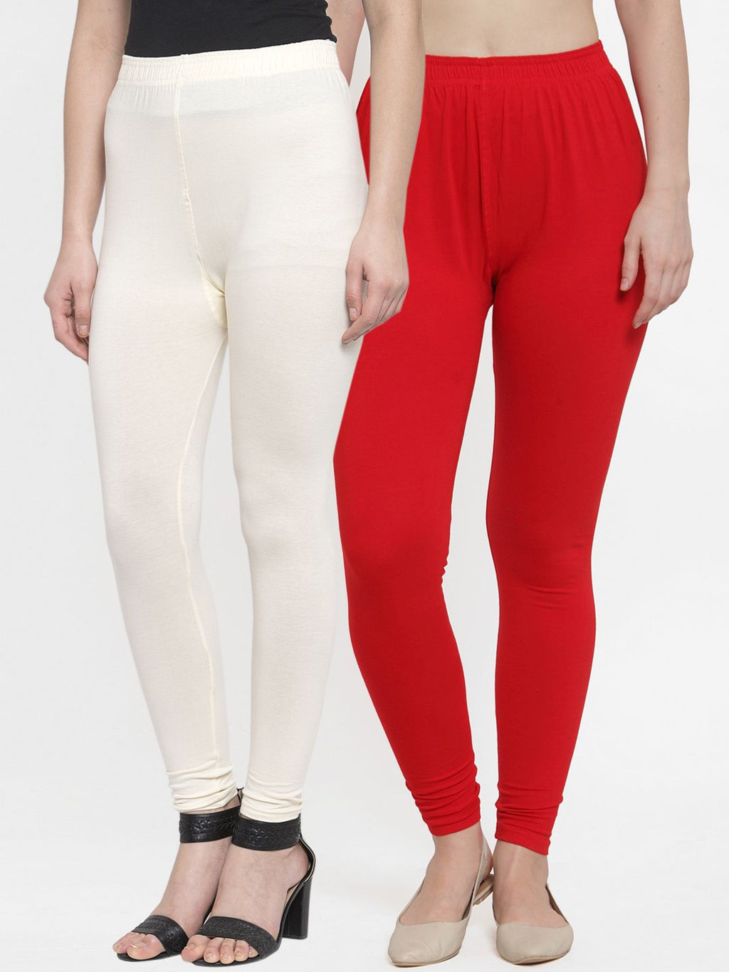 TAG 7 Women Pack Of 2 Solid Churidar-Length Leggings