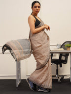 Tikhi Imli Brown Printed Woven Design Saree - Distacart