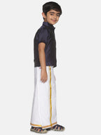 Sethukrishna Boys Navy Blue & White Shirt with Dhoti