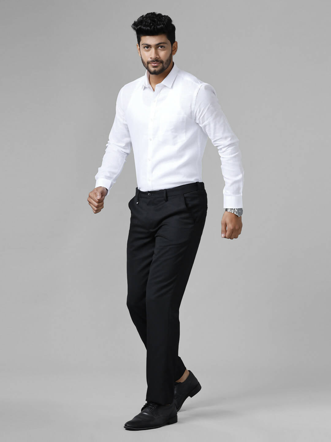 Ramraj Cotton Cotton Linen Full Sleeve White Shirt
