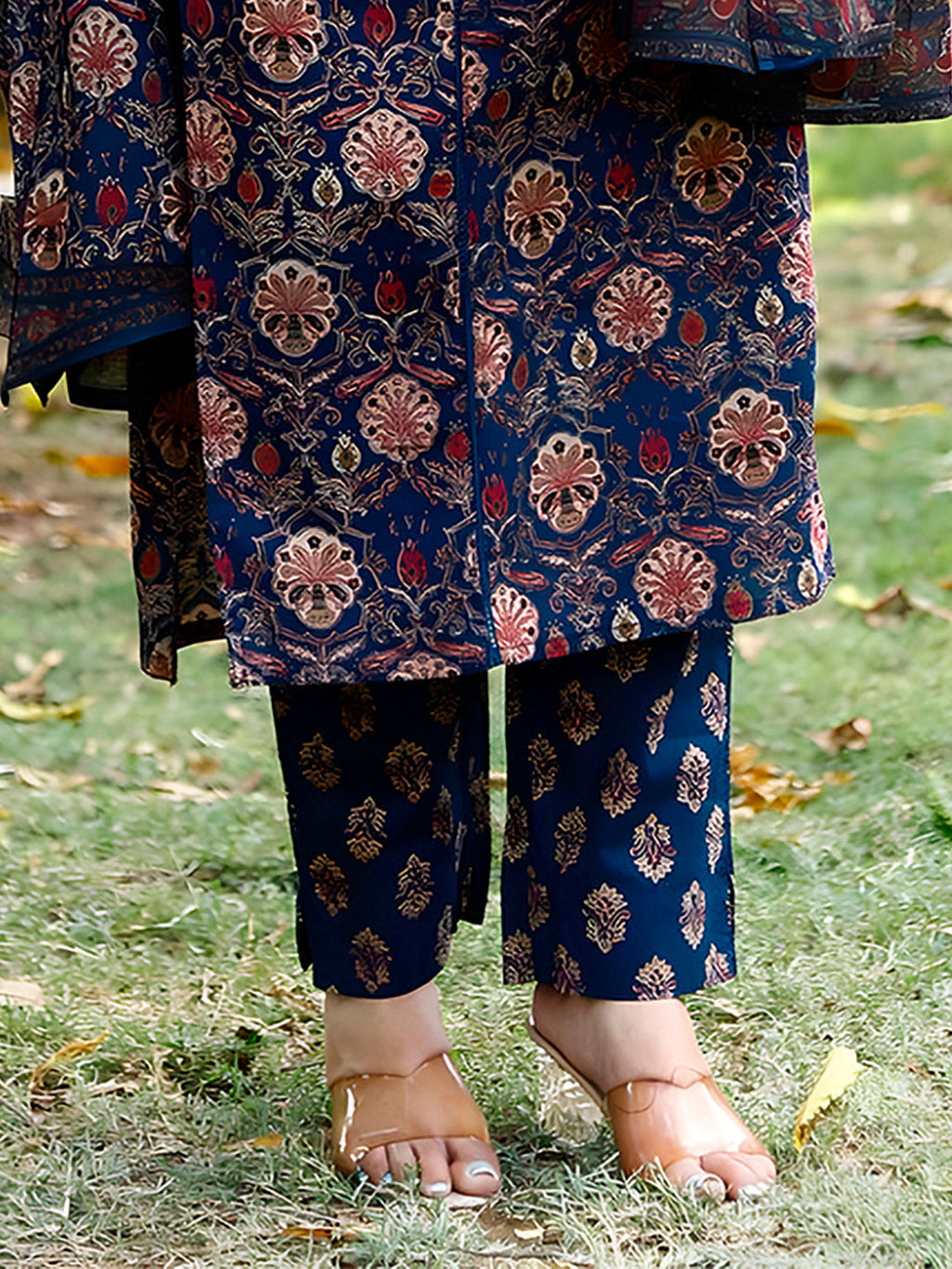 Hand Embroidered & Floral Printed Lace Detailed Kurta With Printed Pant & Dupatta Premium Luxury, Multicolor - Hiral Fashion