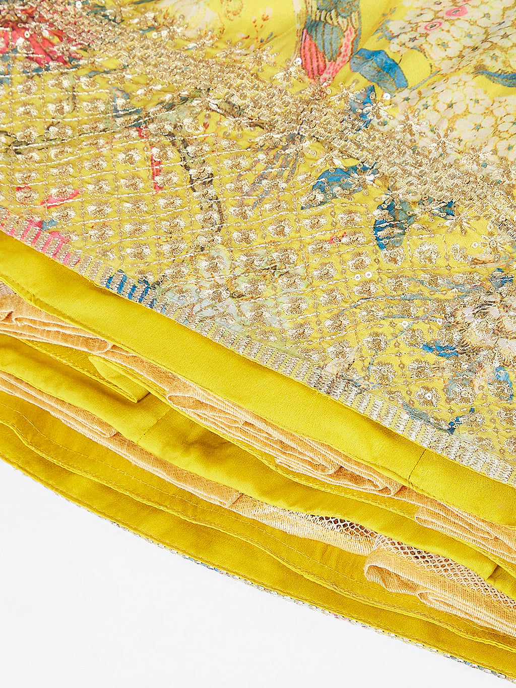 House of Panchhi Mustard Colour Organza Floral Design Digital Print Lehenga Choli & Dupatta