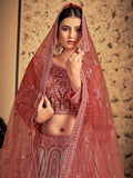 Myra Pink Taupe Soft Net Heavy Embroidered Designer Lehenga