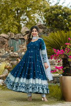 Yash Enterprise Navy Blue Fux Georgette With Emboidery Work Slwar Suits Stitched - Distacart