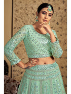 Myra Pista Georgette Heavy Embroidered Designer Lehenga