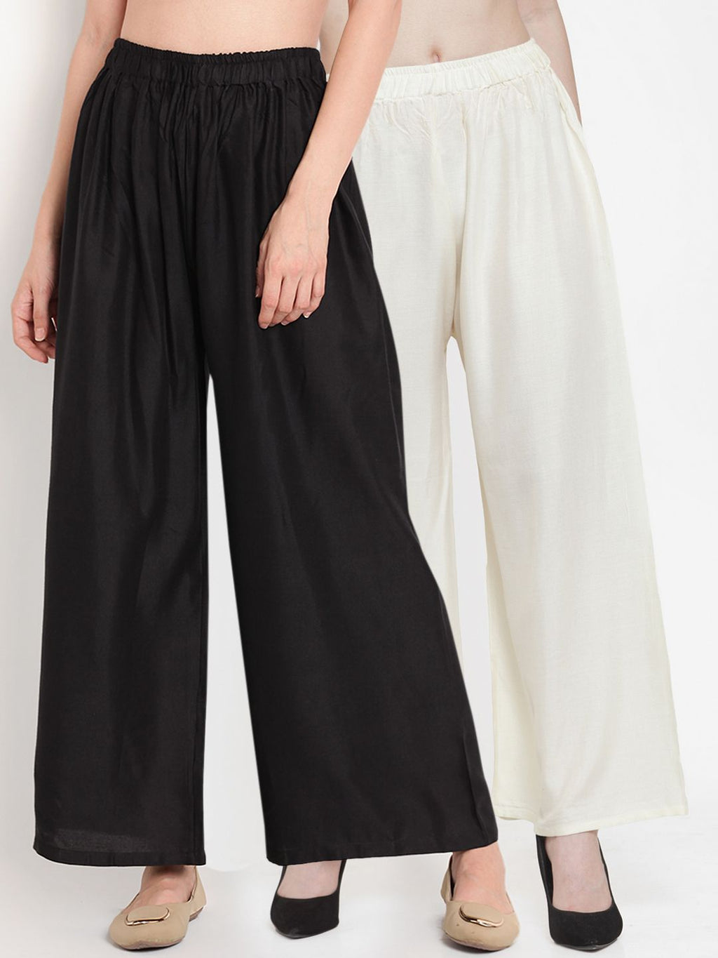 TAG 7 Women Pack Of 7 Solid Flared Palazzos