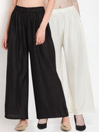 TAG 7 Women Pack Of 7 Solid Flared Palazzos