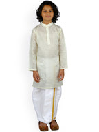 Sethukrishna Boys Cream & White Coloured Kurta with Dhoti Pants