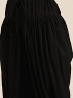 Sangria Women Black & Peach-Coloured Cotton Embroidered Straight Kurta with Dhoti Pants
