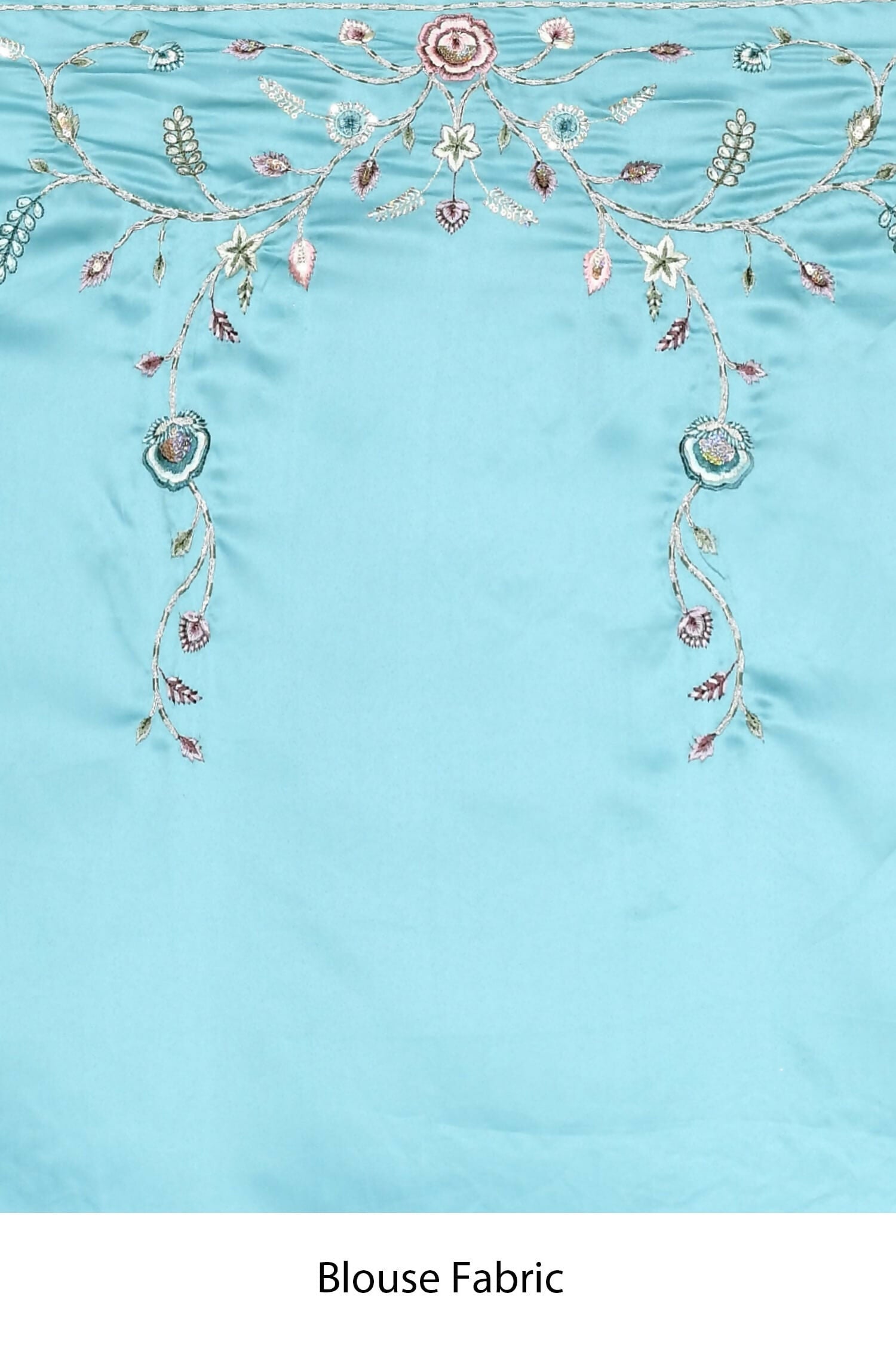 Blue Satin Silk Sequence Embroidered With Stone Work Festive Saree - Nimaya Denzy
