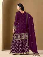 Anaita Purple Art Silk Embroidered Stitched Sharara Suit - Distacart