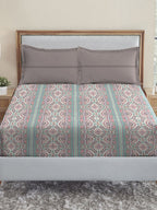 MYTRIDENT Dusk and Dawn Brown Printed Pure Cotton 144 TC Queen Bedsheet Pillow Covers - Distacart