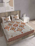 Spangle Red & Orange Ethnic Motifs 260 TC King Bedsheet with 2 Pillow Covers