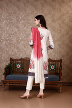 Hand Embroidered & Floral Printed Kurta With Pant & Dupatta Luxury, Multicolor - Hiral Fashion - Distacart