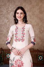 Hand Embroidered & Floral Printed Kurta With Pant & Dupatta Luxury, Multicolor - Hiral Fashion - Distacart