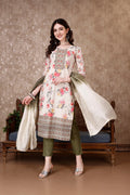 Hand Embroidered & Floral Printed Kurta With Pant & Dupatta Luxury, Multicolor - Hiral Fashion - Distacart