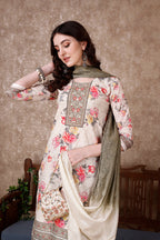 Hand Embroidered & Floral Printed Kurta With Pant & Dupatta Luxury, Multicolor - Hiral Fashion - Distacart