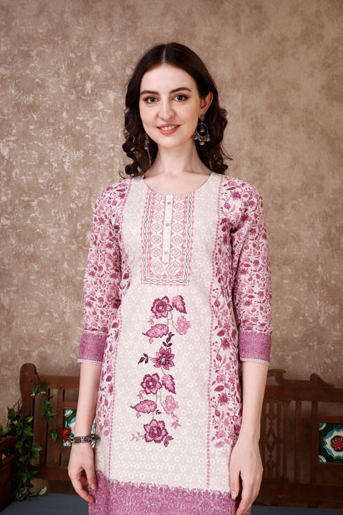 Hand Embroidered & Floral Printed Kurta With Pant & Dupatta Luxury, Multicolor - Hiral Fashion - Distacart