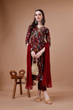 Alia Cut Floral Printed Embroidered Kurta With Pant & Dupatta, Multicolor - Hiral Fashion
