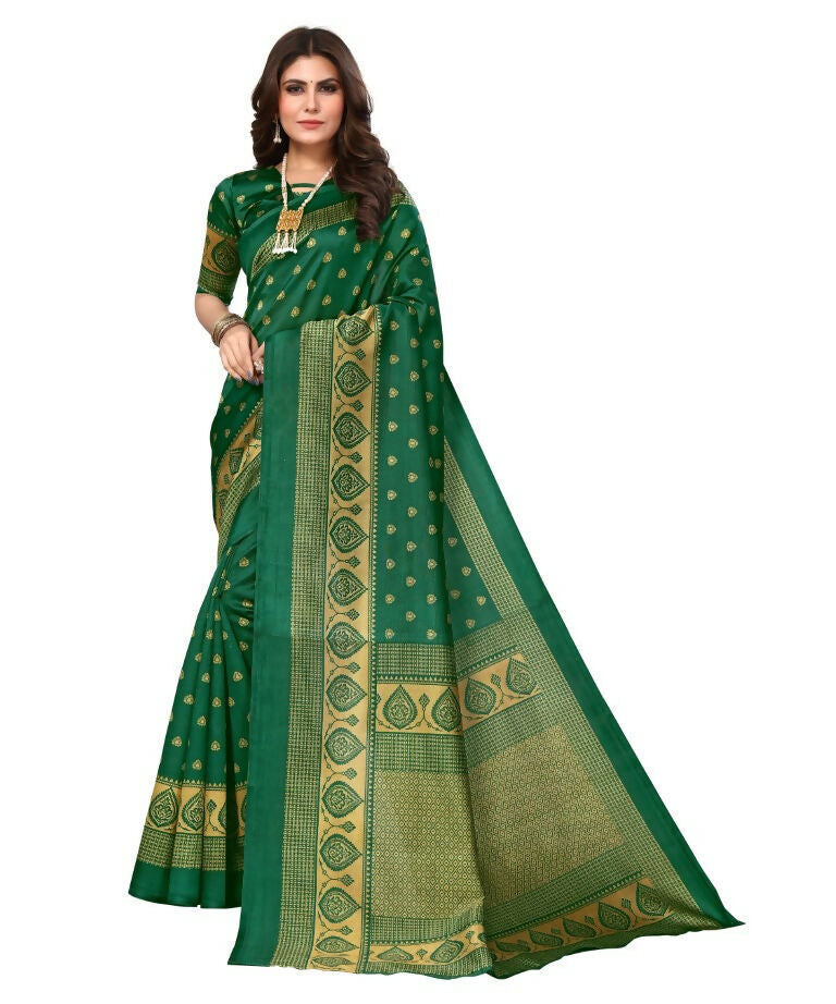 Vamika Green Printed Art Silk Saree
