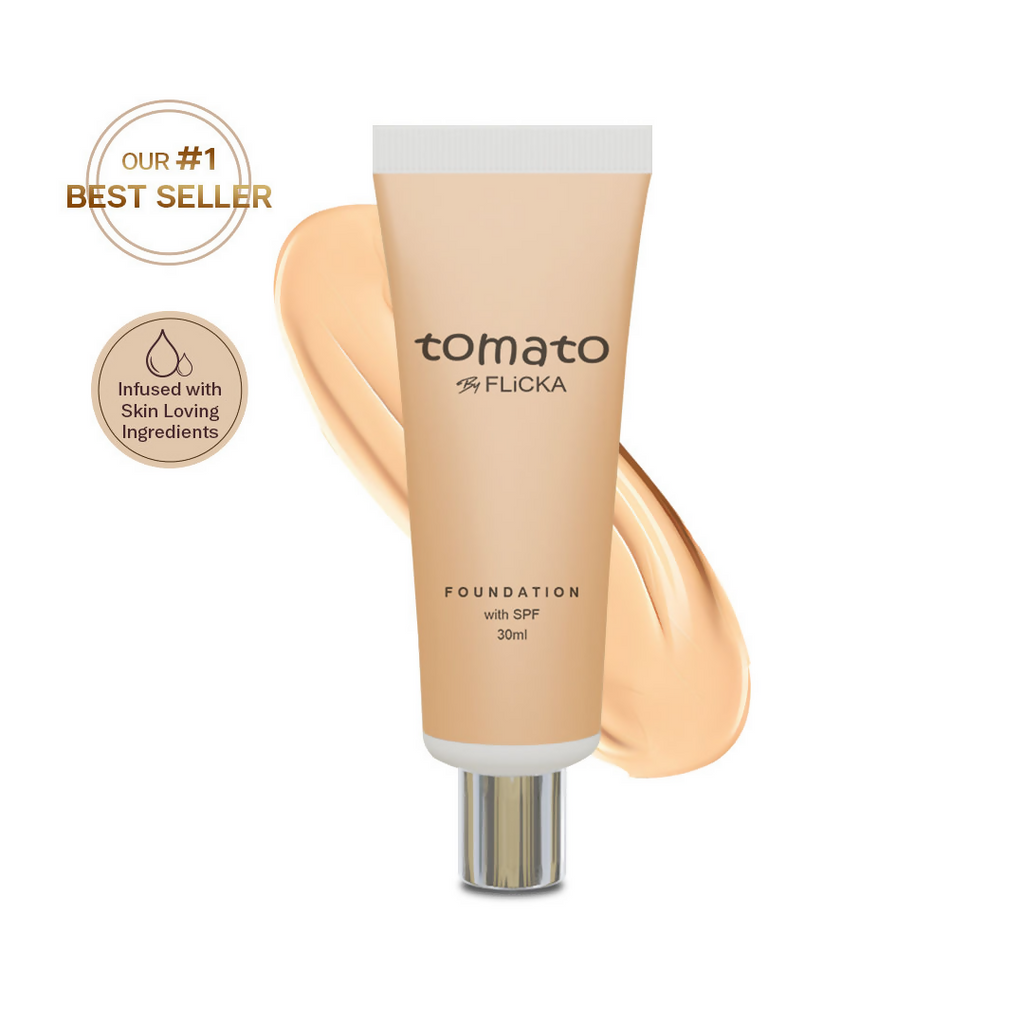 Flicka Cosmetics Tomato Liquid Foundation With Spf Long Lasting Lightweight All Skin Types - Beige - Distacart