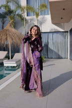 Joban Fashion Maroon Kurta Set Velvet Embroidery Sequence Work - Distacart
