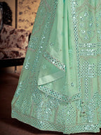 Myra Pista Georgette Heavy Embroidered Designer Lehenga