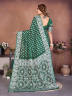 Anaita Green Handmade Bandhej Viscose Silk Saree With Blouse - Distacart