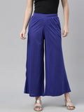 Souchii Navy Blue Knitted Ethnic Palazzos - Distacart
