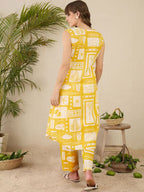 Indo Era Women Ethnic Motifs Printed Pleated Pure Cotton Kurta with Trousers - Distacart