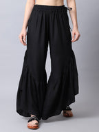 TAG 7 Women Black Flared Ethnic Palazzos
