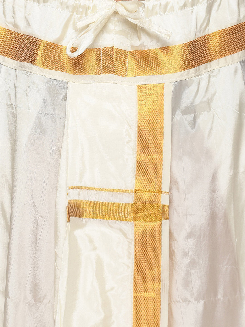 Sethukrishna Men Cream and Gold-Toned Solid Dhoti With Angavastram - Distacart