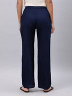 Souchii Navy Blue Liva Palazzos - Distacart