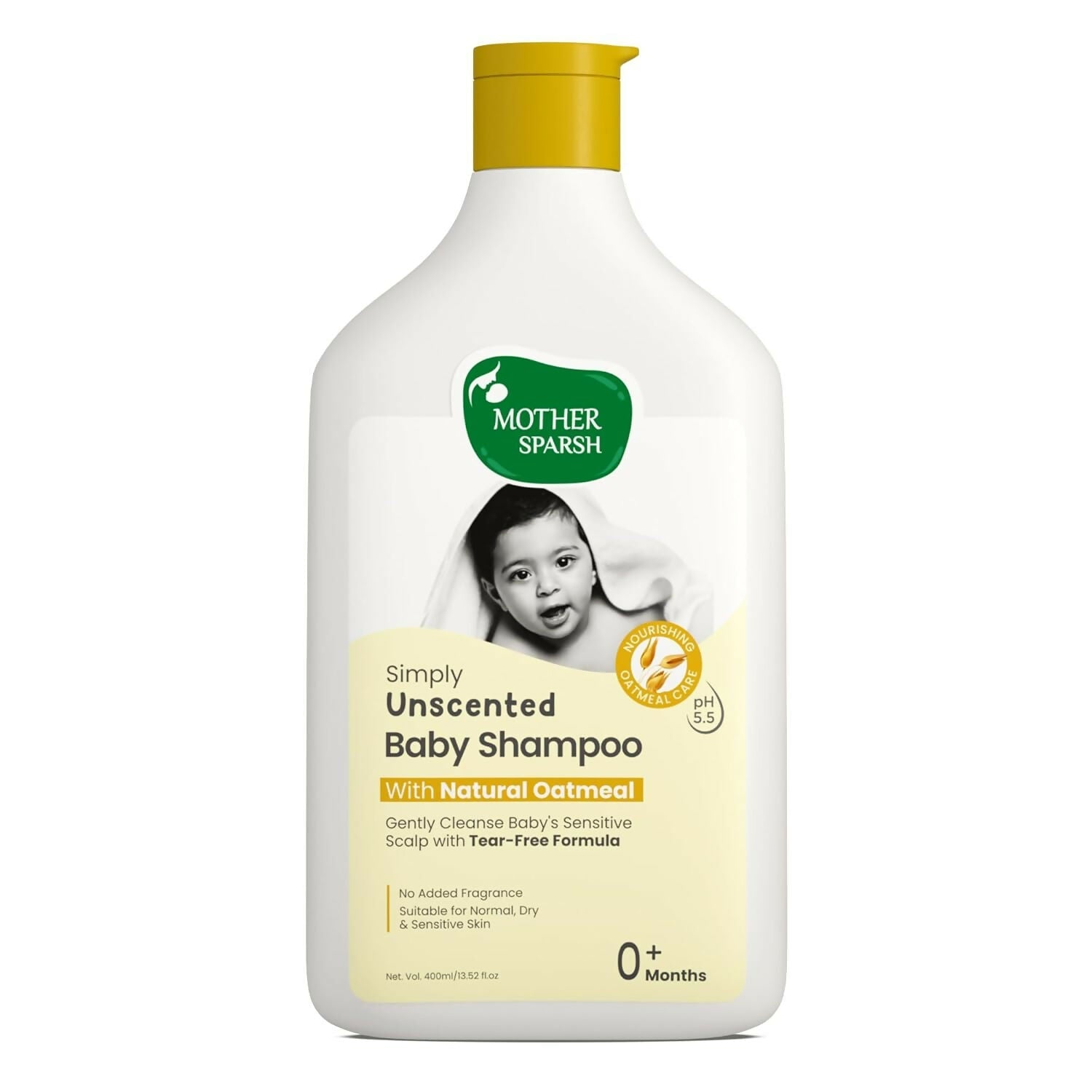 Mother Sparsh Simply Unscented Baby Shampoo With Natural Oatmeal, for New Born Sensitive Skin